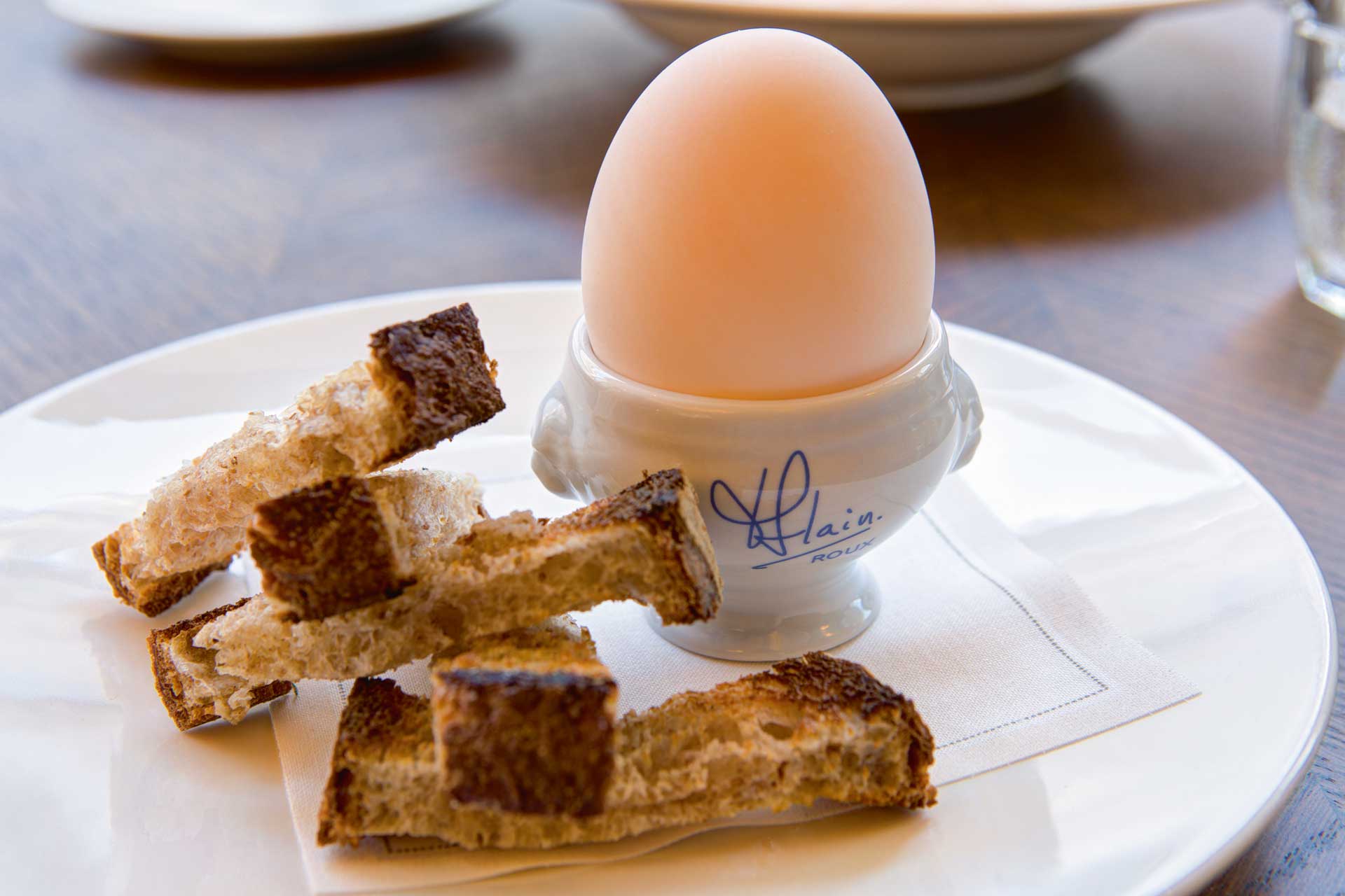 Boiled egg and soldiers at The Balmoral's restaurant Brasserie Prince