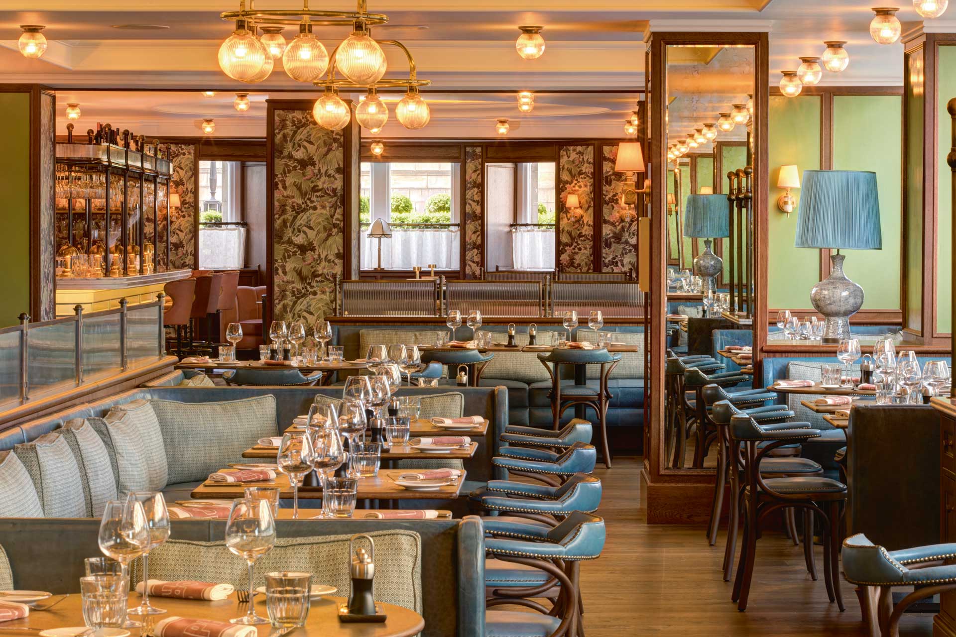 Martin Brudnizki Design Studio and Olga Polizzi worked together on Brasserie Prince's interiors