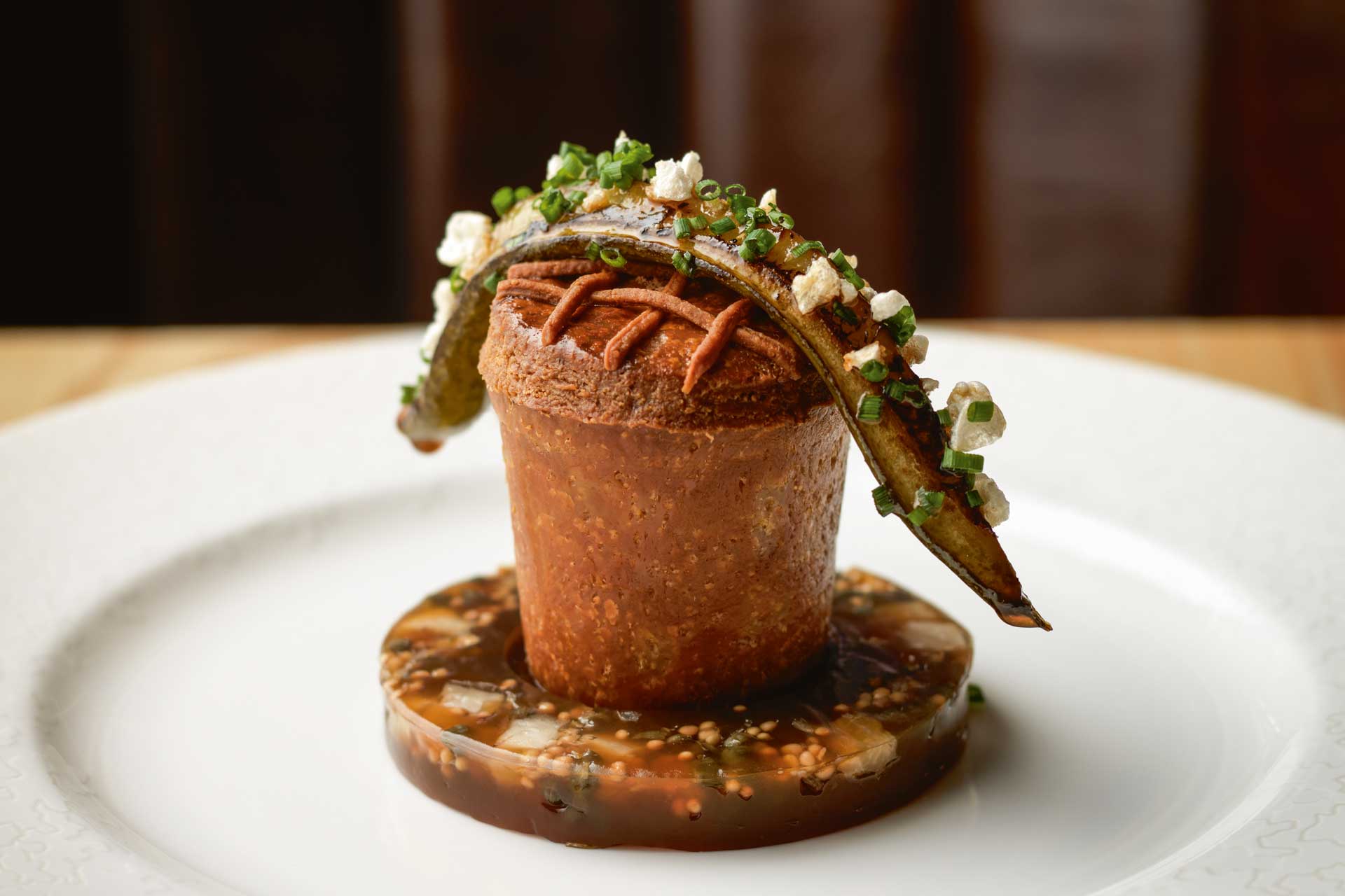 Tom Kerridge's spin on a classic pork pie at The Hand & Flowers pub