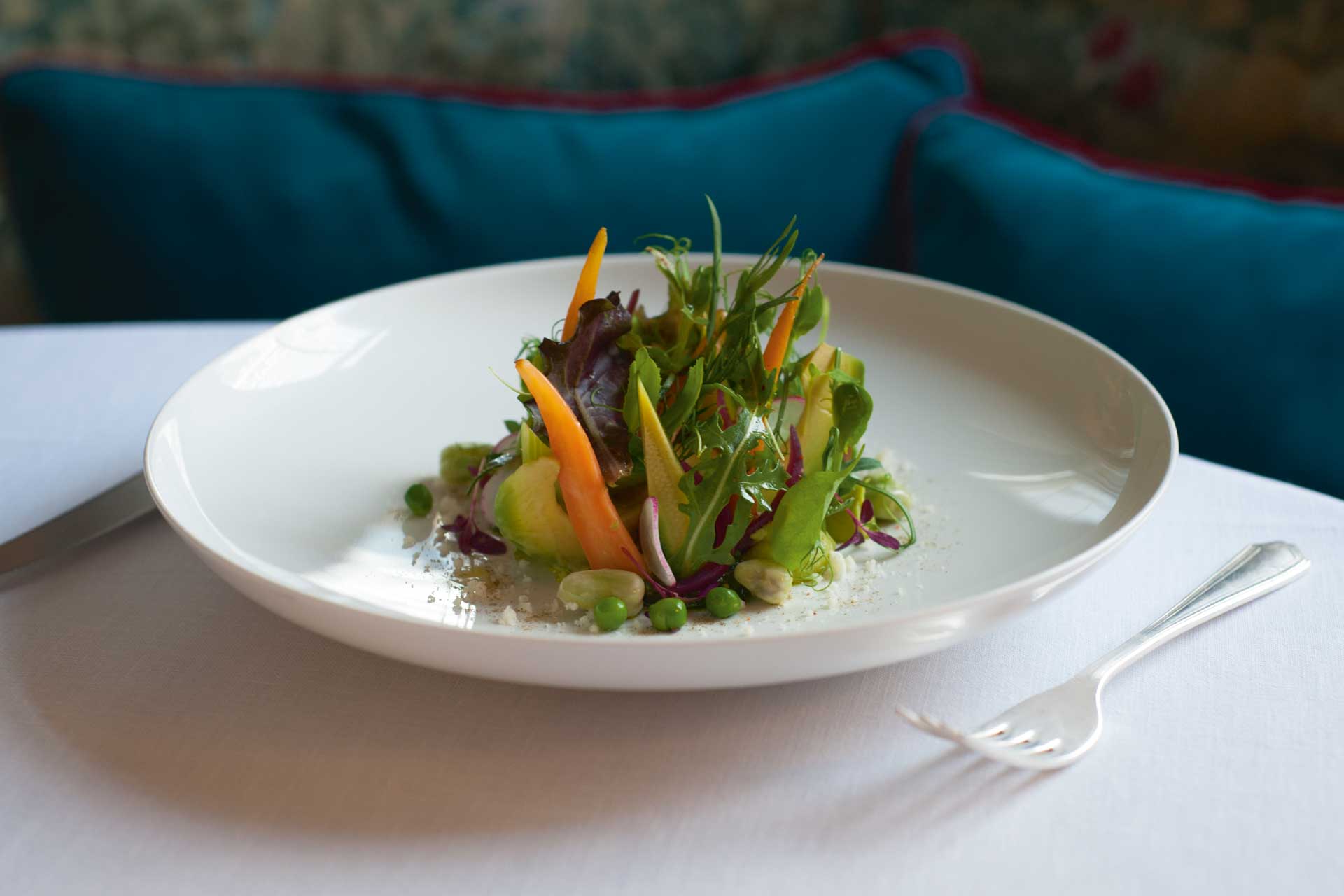 Summer vegetable salad with avocado, mixed seeds and pistachio pesto from Beck at Brown's