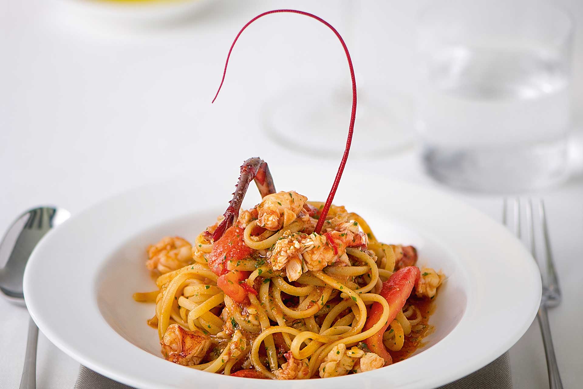 Pasta dish at Giorgio Locatelli's eatery Ristorante Locatelli in Limassol