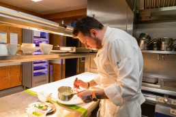 Matt Worswick plating up in The Latymer's kitchen