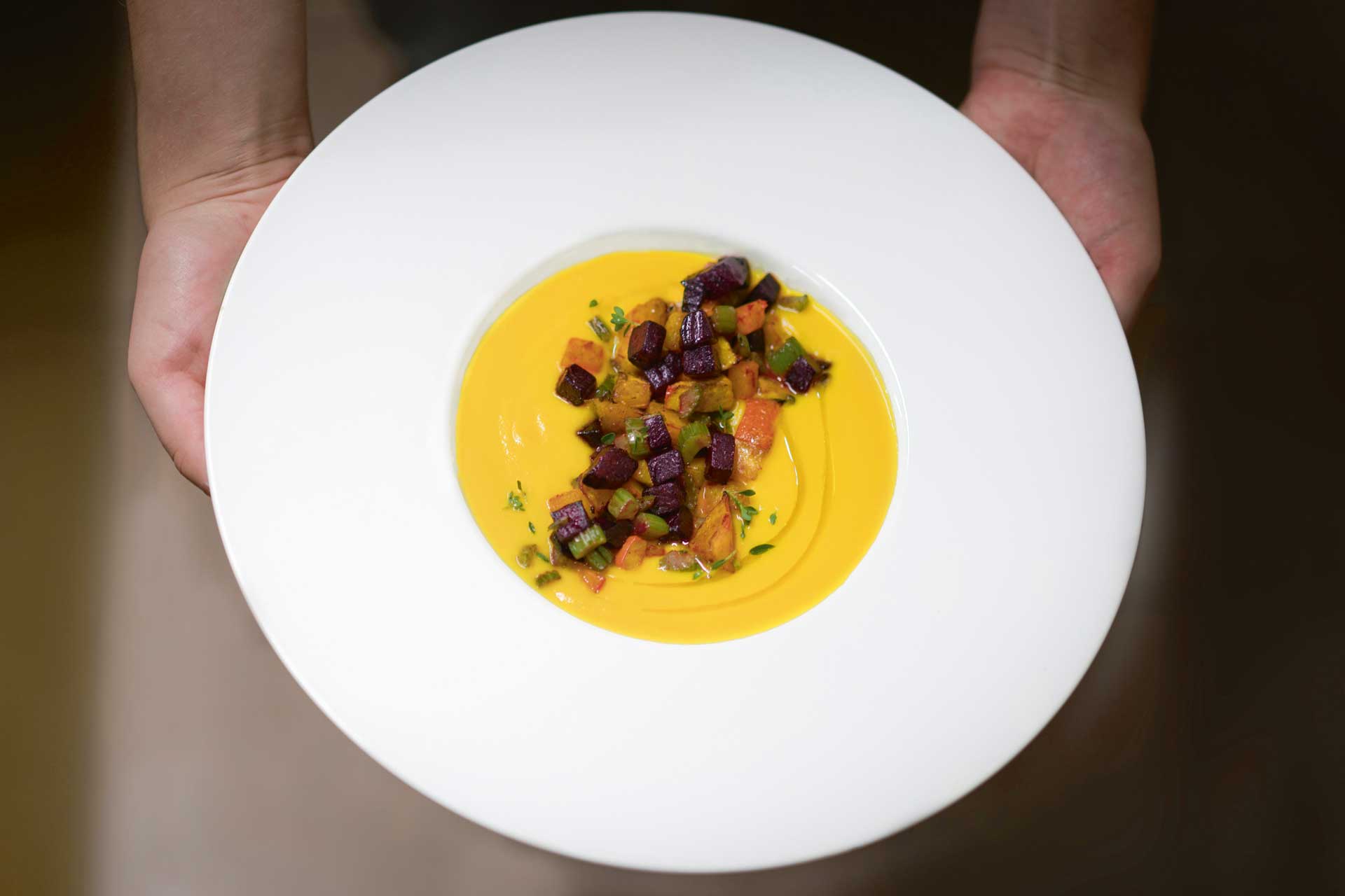 Pumpkin soup dish at Italian hotel La Vimea