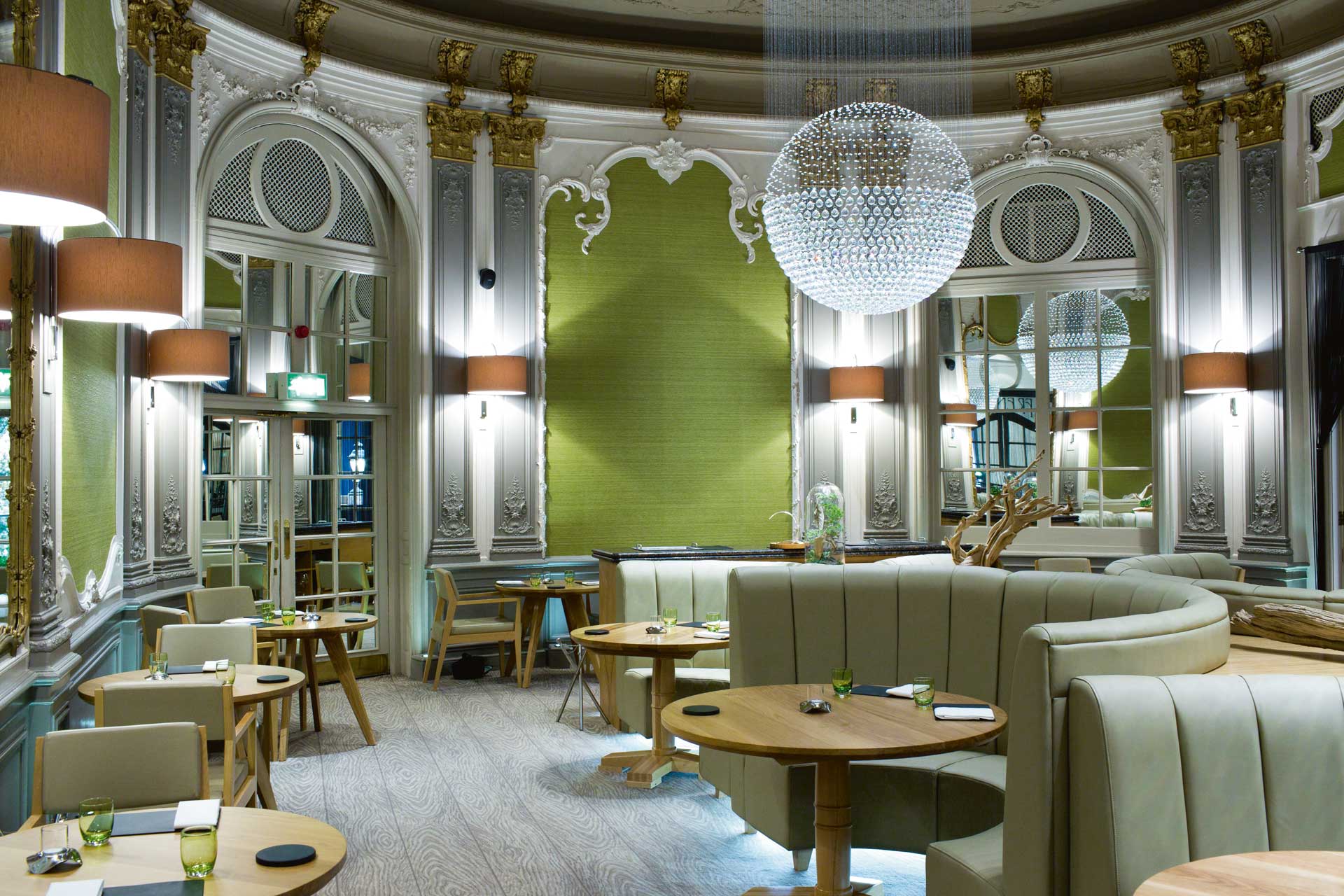 Interiors of hotel restaurant Simon Rogan at The French