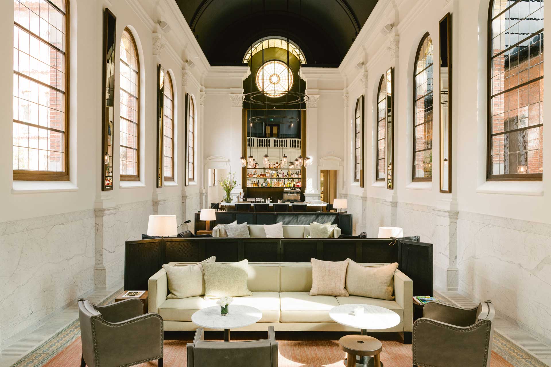 An interior shot of the bar at August hotel in Antwerp